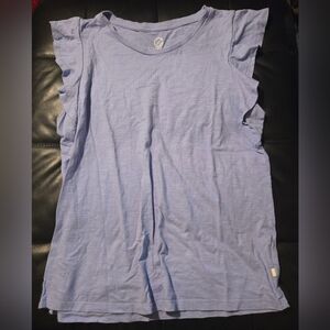 Light Blue Ruffled Sleeve Women's Top